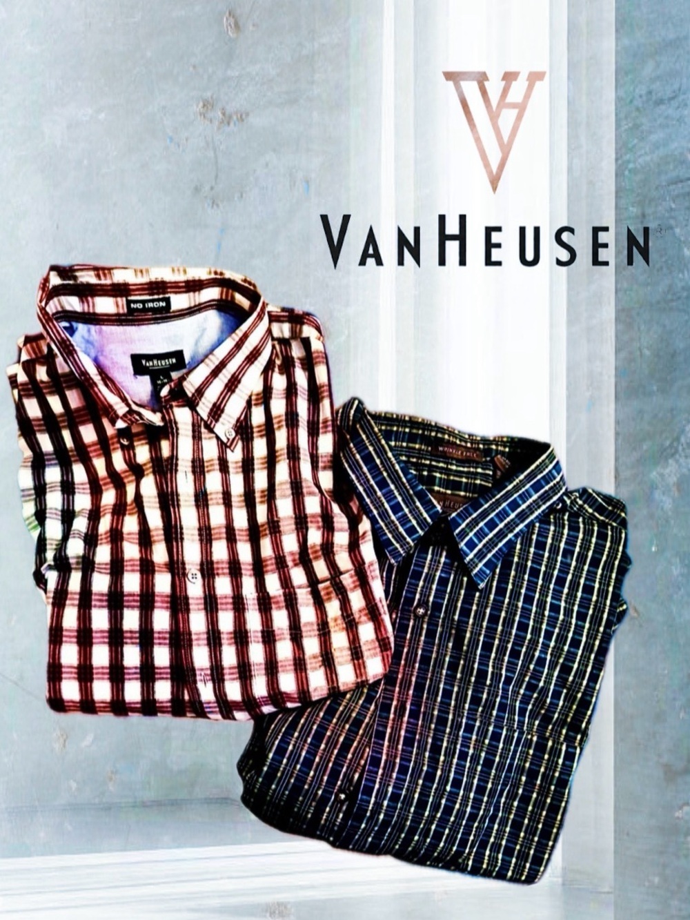 Van Heusen Men's Plaid Button-Down Shirts  - Wrinkle Free/No Iiron.